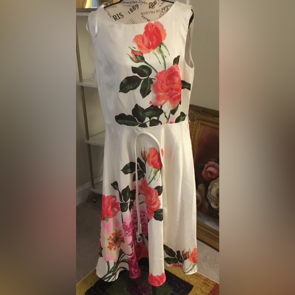 cheetah b floral  midi dress size 16